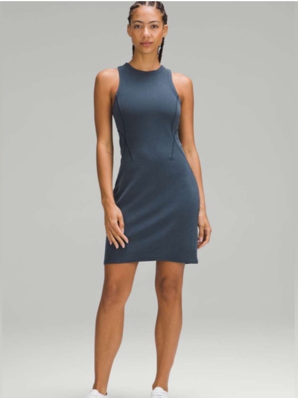 Lululemon Women's Ribbed Softstreme Slim-Fit Tank Dress True Navy Size 6
